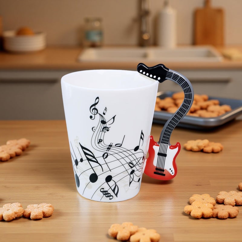 LanHong Guitar Mug Guitar Coffee Mug Gift for Guitar Players Musician - 13.5 oz Guitar Cup Gifts for Music Lovers - Music Coffee Mugs Birthday Christmas Gifts for Men Women (Red) - Image 5